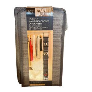 10-Shelf Hanging Closet Organizer Easy Home Storage Solution Gray Fabric